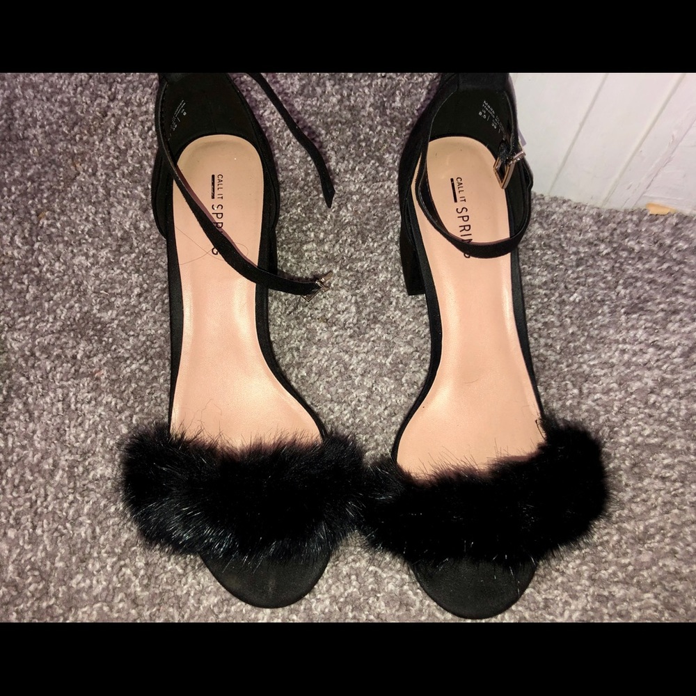 Black fur heels